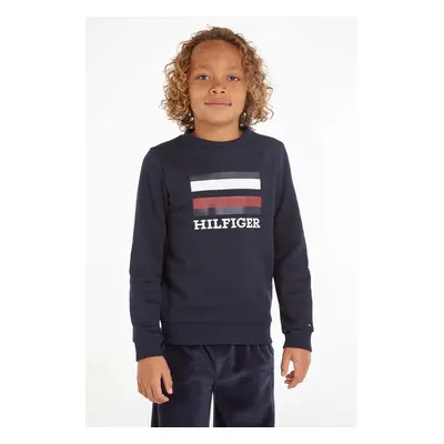 Dětská mikina Tommy Hilfiger tmavomodrá barva, s potiskem