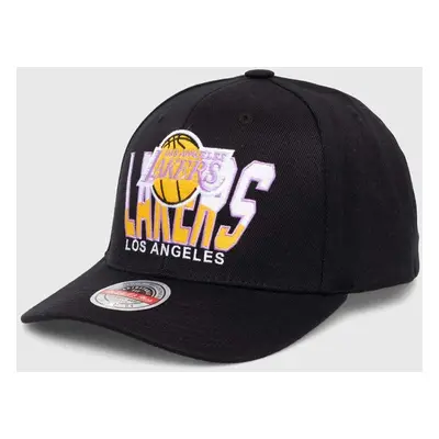 Čepice s vlněnou směsí Mitchell&Ness NBA LOS ANGELES LAKERS černá barva, s aplikací