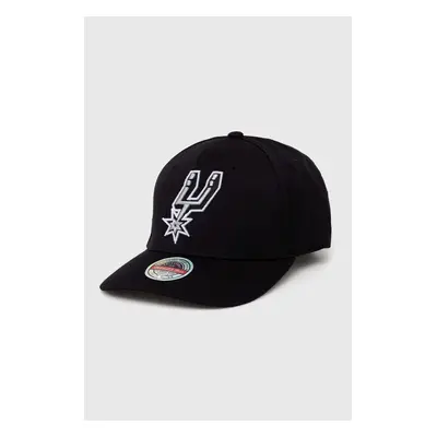 Čepice s vlněnou směsí Mitchell&Ness San Antonio Spurs černá barva, s aplikací