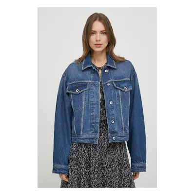 Džínová bunda Pepe Jeans TURNER SPARKLE dámská, tmavomodrá barva, přechodná, oversize, PL402328