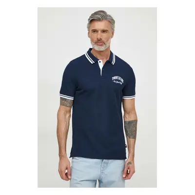 Bavlněné polo tričko Tommy Jeans tmavomodrá barva, s aplikací, DM0DM18922