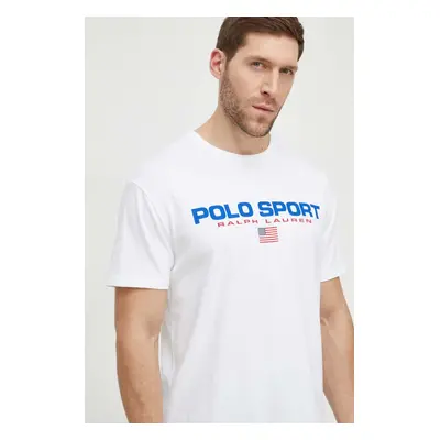 Bavlněné tričko Polo Ralph Lauren bílá barva, s potiskem, 710750444002