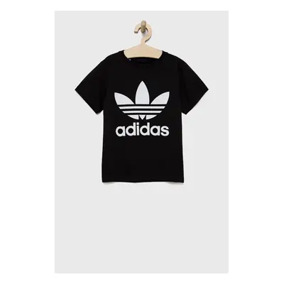 Dětské bavlněné tričko adidas Originals H25245 černá barva, s potiskem