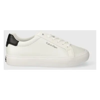 Sneakers boty Calvin Klein VULCANIZED LACE UP LTH bílá barva, HW0HW02037