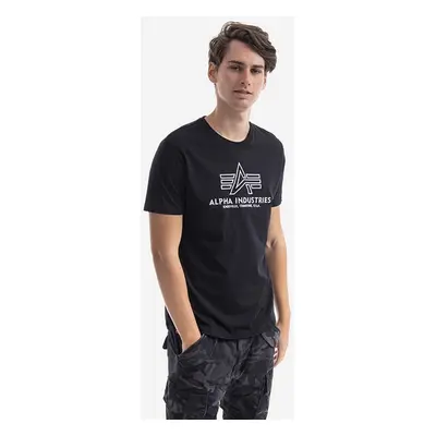 Bavlněné tričko Alpha Industries černá barva, s aplikací, 118505.95-black