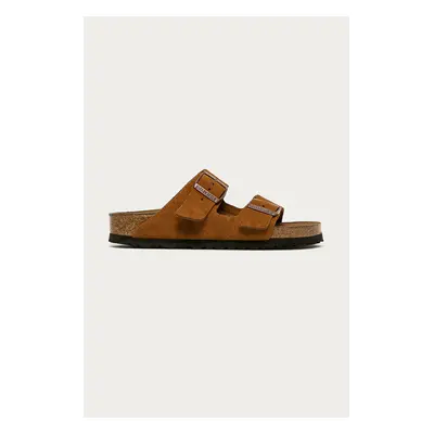 Semišové pantofle Birkenstock Arizona SFB dámské, hnědá barva, 1009527