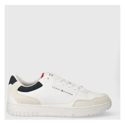 Sneakers boty Tommy Hilfiger TH BASKET CORE LTH MIX ESS bílá barva, FM0FM05058