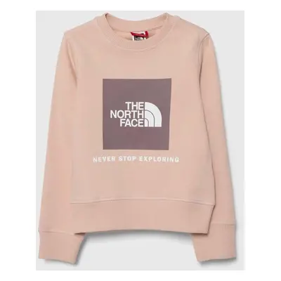 Dětská bavlněná mikina The North Face REDBOX CREW růžová barva, s potiskem