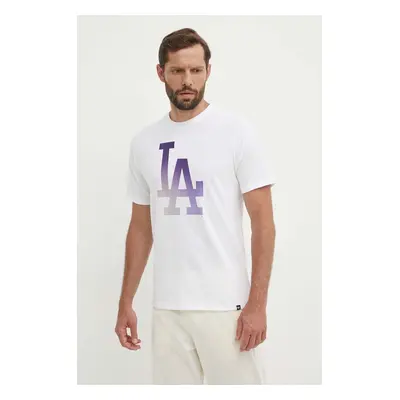 Bavlněné tričko 47 brand MLB Los Angeles Dodgers bílá barva, s potiskem, BB012TEMECH618800WW