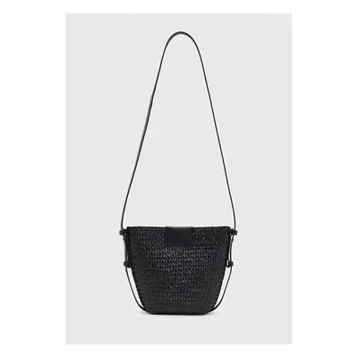 Kabelka AllSaints EBRO STRAW CROSSBODY černá barva, WB580Y