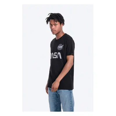 Bavlněné tričko Alpha Industries x NASA černá barva, s potiskem, 178501.03-black