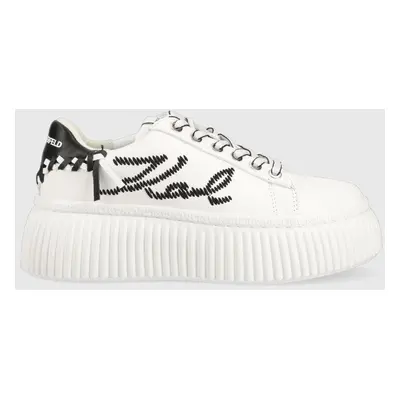 Kožené sneakers boty Karl Lagerfeld KREEPER LO bílá barva, KL42372