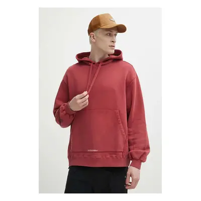 Bavlněná mikina A-COLD-WALL* Cubist Hoodie pánská, vínová barva, s kapucí, s aplikací, ACWMW173