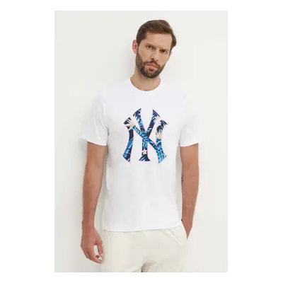 Bavlněné tričko 47 brand MLB New York Yankees bílá barva, s potiskem, BB017TEMECH610503WW