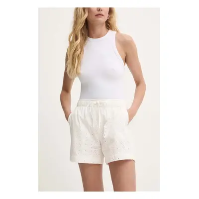 Bavlněné šortky Answear Lab bílá barva, hladké, high waist