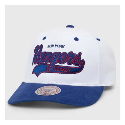 Bavlněná baseballová čepice Mitchell&Ness NHL NEW YORK RANGERS bílá barva, s aplikací