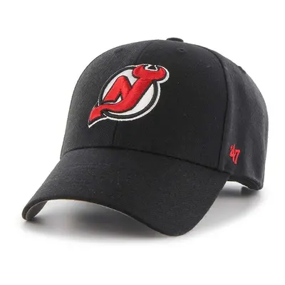 Bavlněná baseballová čepice 47 brand NHL New Jersey Devils černá barva, s aplikací, H-MVP11WBV-B