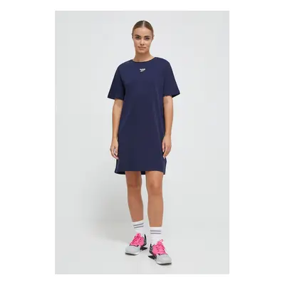 Bavlněné šaty Reebok tmavomodrá barva, mini