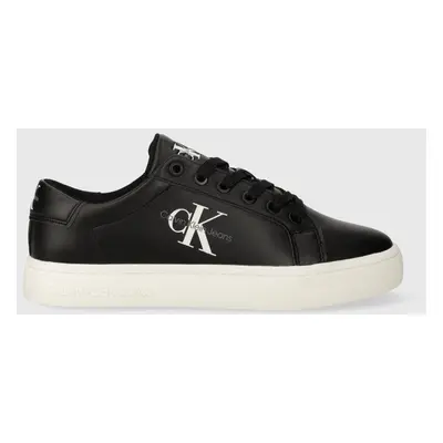 Kožené sneakers boty Calvin Klein Jeans CLASSIC CUPSOLE LACE UP černá barva, YW0YW01269