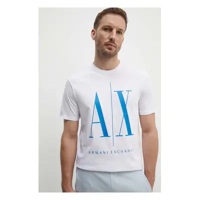 Bavlněné tričko Armani Exchange bílá barva, s potiskem