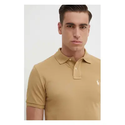 Bavlněné polo tričko Ralph Lauren béžová barva, 710536856