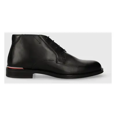 Kožené boty Tommy Hilfiger CORE RWB HILFIGER LTH L BOOT pánské, černá barva, FM0FM04804