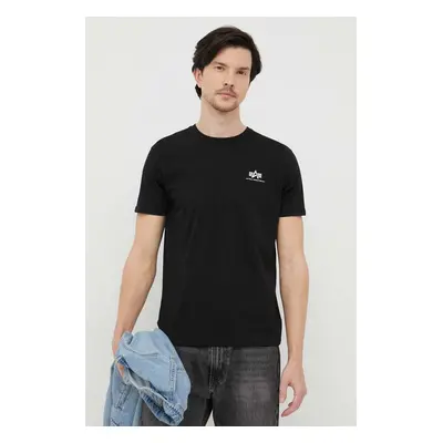 Bavlněné tričko Alpha Industries Basic T Small Logo černá barva, s potiskem, 188505.03