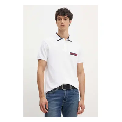 Polo tričko Tommy Hilfiger bílá barva, s aplikací, MW0MW34786