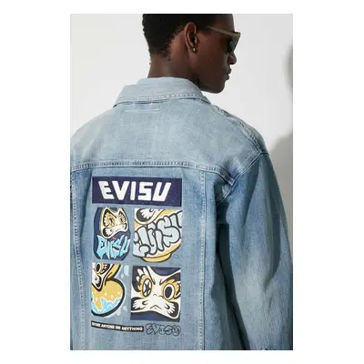 Džínová bunda Evisu pánská, přechodná, oversize