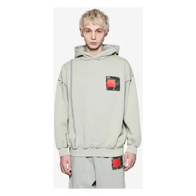 Bavlněná mikina A-COLD-WALL* Relaxed Cubist Hoodie pánská, šedá barva, s kapucí, s aplikací, ACW