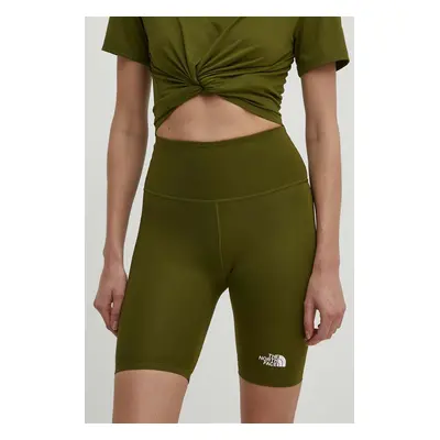 Sportovní šortky The North Face dámské, zelená barva, hladké, high waist, NF0A87JUPIB1