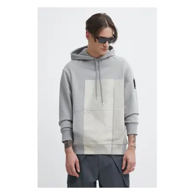 Bavlněná mikina A-COLD-WALL* Strand Hoodie pánská, šedá barva, s kapucí, s potiskem, ACWMW186