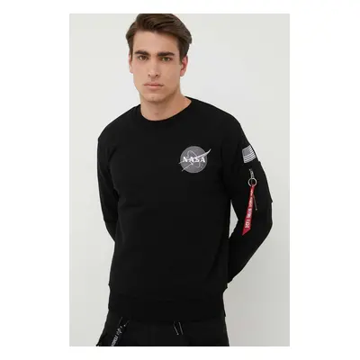 Mikina Alpha Industries Space Shuttle Sweater pánská, černá barva, s potiskem, 178307.03-Black