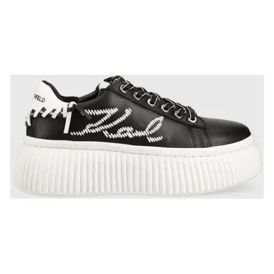 Kožené sneakers boty Karl Lagerfeld KREEPER LO černá barva, KL42372