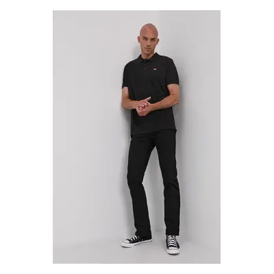 Polo tričko Levi's pánské, černá barva, hladké, 35883.0007-Blacks