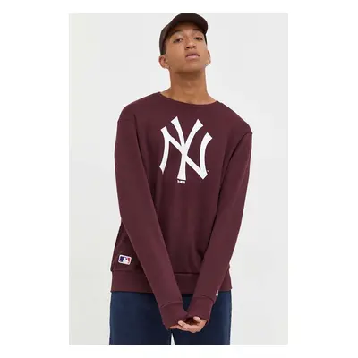 Mikina New Era pánská, vínová barva, s potiskem, NEW YORK YANKEES