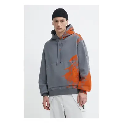 Bavlněná mikina A-COLD-WALL* Brushstroke Hoodie pánská, šedá barva, s kapucí, s potiskem, ACWMW1