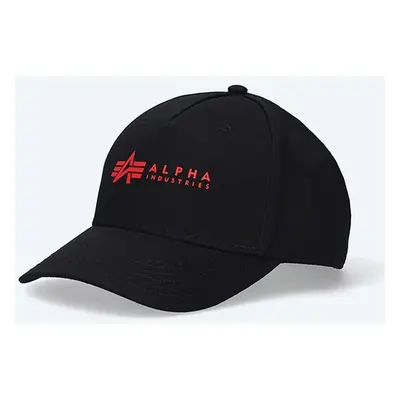 Bavlněná baseballová čepice Alpha Industries černá barva, s aplikací, 126912.94-black