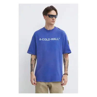 Bavlněné tričko A-COLD-WALL* Overdye Logo T-Shirt s potiskem, ACWMTS186