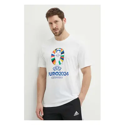 Tričko adidas Performance Euro 2024 béžová barva, s potiskem, IT9290