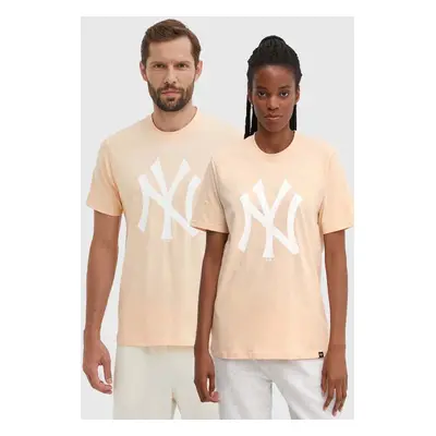 Bavlněné tričko 47 brand MLB New York Yankees oranžová barva, s potiskem, BB017TEMIME617760AF