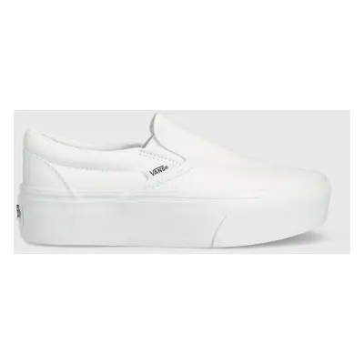 Tenisky Vans Classic Slip-On Stackform dámské, bílá barva, VN0A7Q5RW001, VN0A7Q5RW001-WHITE