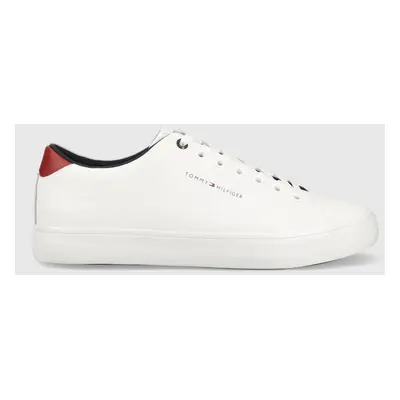 Kožené sneakers boty Tommy Hilfiger TH HI VULC CORE LOW bílá barva, FM0FM04687