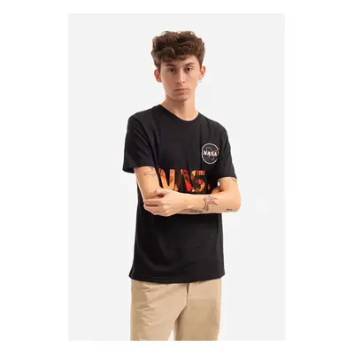 Bavlněné tričko Alpha Industries černá barva, s potiskem, 178501.209-black