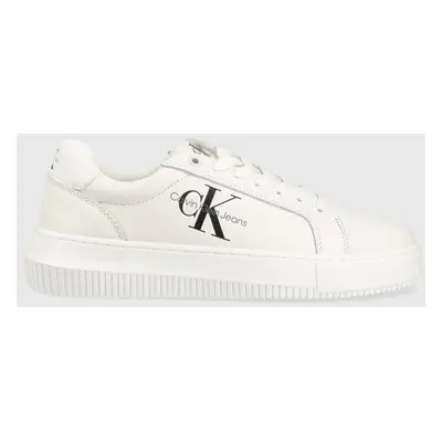 Kožené sneakers boty Calvin Klein Jeans CHUNKY CUPSOLE MONO LTH WN černá barva, YW0YW00823