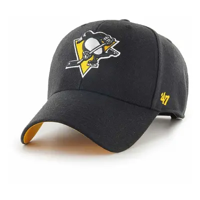 Kšiltovka 47 brand NHL Pittsburgh Penguins černá barva, s aplikací, H-BLPMS15WBP-BK