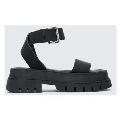 Kožené sandály Charles Footwear Jinny dámské, černá barva, na platformě, Jinny.Sandal