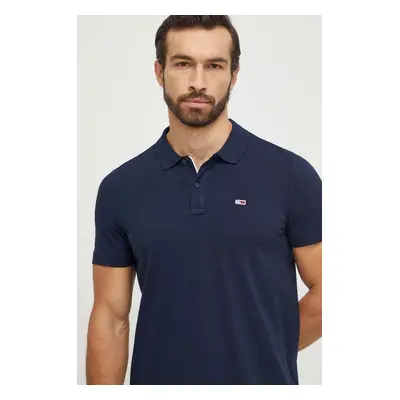 Bavlněné polo tričko Tommy Jeans tmavomodrá barva, DM0DM18312