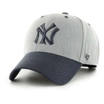 Bavlněná baseballová čepice 47 brand MLB New York Yankees šedá barva, s aplikací, BCPTN-MLDTT17K