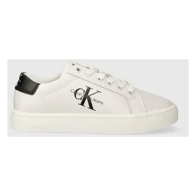 Kožené sneakers boty Calvin Klein Jeans CLASSIC CUPSOLE LACE UP bílá barva, YW0YW01269